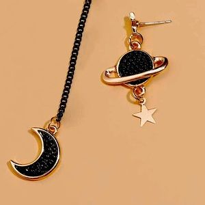 Moon & Planet Design Mismatch Earings